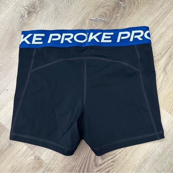 Nike Pro Dri-FIT Black Shorts with Blue Trim - Picture 2 of 4